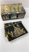 Art Nouveau painted chest / photo album covers