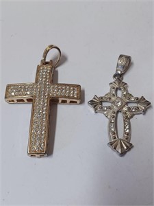 Silvertone and Goldtone Cross Pendant