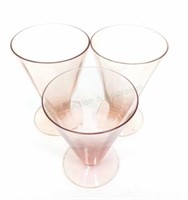 (8) Pink Glass Footed Tumblers