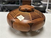 Signed 117/2 Wood Carved Vase