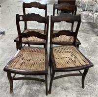 Four Vintage Mahogany Caned Side Chairs