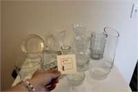 Large Lot Glass Pitchers & Vases