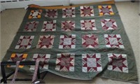 (2) antique hand stitched multi-panel quilts