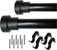 W00000 2pk Black Matte curtain rods |55 to 96 Inch