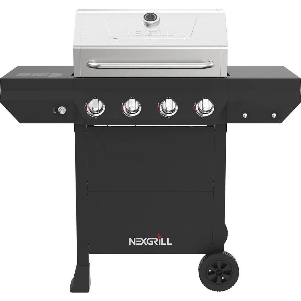 4-Burner Propane Gas Grill in Black with Stainless