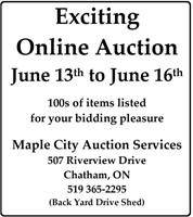 Exciting Online Auction Begins June 13 at 4pm