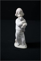 Spain Porcelain Girl w Cat Figurine 8"