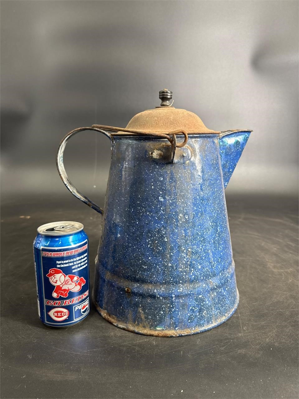 BLUE COFFEE POT GRANITEWARE ENAMELWARE