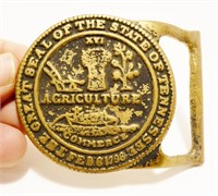 State of Tennessee Agriculture Brass Belt Buckle