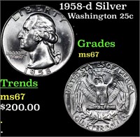 1958-d Washington Quarter Silver 25c Grades GEM++