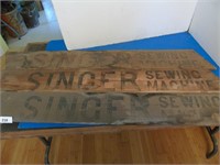 Antique Wooden Signs Singer Sewing Machine