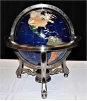 World Globe Inlaid In Semiprecious Stones