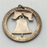 90% Silver Franklin Half Dollar Cutout Pendant