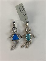 (2) 925 Sterling Silver Girl and Boy Birthstone