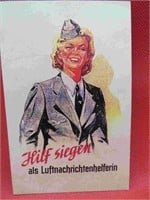 WWII German Postcard Hilf Sigen Woman Soldier
