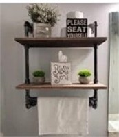 Industrial Pipe Shelf,2 Tiered Metal Towel Racks