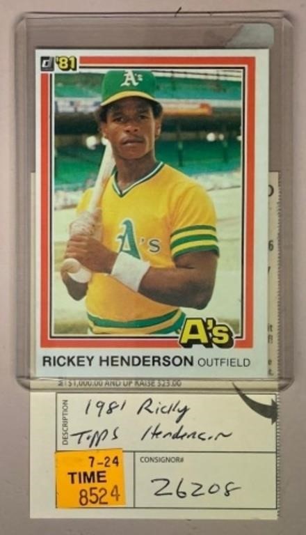 1981 DONRUSS RICKEY HENDERSON CARD