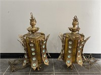 Large Pair Antique Moroccan Light Fixtures