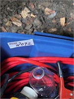 Box of Electrical Cords and Jumper Cables and Misc