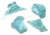 (4pc) Aqua Blue Iceberg Art Glass Blocks