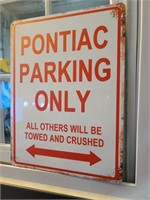 Pontiac Parking Only Tin Sign