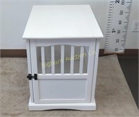 White Wood End Table Animal Crate Kennel