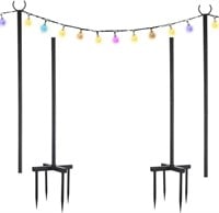String Light Poles for Outdoor Lights 2 Pack,100 I