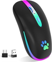 FUWANG Wireless Mouse, Rechargeable LED Wireless B