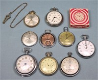 (9) Vintage Pocket Watches & Stop Watches