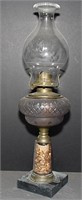 Oil light - glass with iron base, 20.75" tall