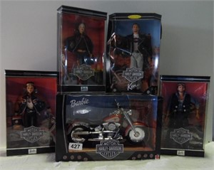 4 HARLEY DAVIDSON, BARBIE AND KEN AND MOTORCYCLE