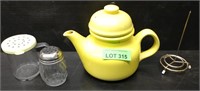 LOT: Yellow Tea Pot, Etc.