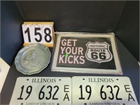 New Route 66 Sign ~ New Style IL Plates ~ Pewter