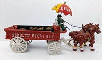 Schultz' Beer & Ale Metal Delivery Cart w/ Horses