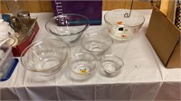 Set a five Duralex glass bowls, glass bowl with
