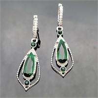 Silver Plated Drop Earrings Cubic Zirconia