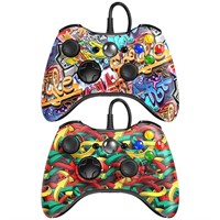 2 PACK Wired Xbox 360 Controllers Graffiti Designs