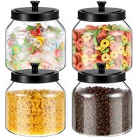 meekoo 3 Set Glass Jars with Black Lids 67 oz Glas