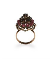 Thai 14K Gold, Ruby & Moonstone Princess Ring