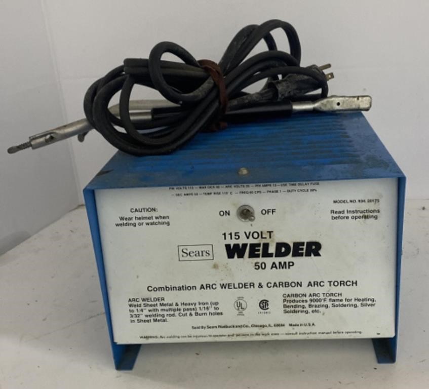 (K) Sears 115 Volt Welder 50 Amp, 10 in x 10 1/2