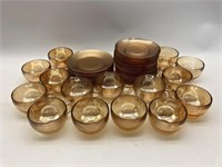 Jeanette Carnival Glass Marigold Teacups & Saucers