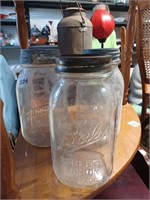 Three Vtg.  Clear Quart Sized Canning Jars w/ Lids