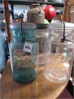 Three Quart Sized Canning Jars w/ Lids- One Is