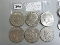 6  U.S. Kennedy Half Dollars(1971x2,1972,1974x3)