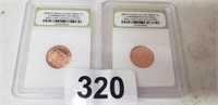 2 GRADED LINCOLN PENNIES