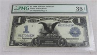 Graded 1899 black eagle silver certificate $1 bill