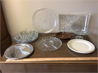 Glass trays, plastic trays, silver trays & w