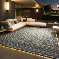 SIXHOME Outdoor Rug with LED Strip Lights 6'x9' Wa