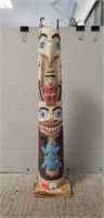 (1) Hand Carved Wood Totem Pole (20.5" Tall)