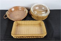 Pyrex Dishes w/ Serving Baskets